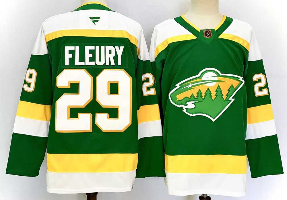 Men%27s Minnesota Wild #29 Marc-Andre Fleury Green 2024-25 Alternate Stitched Hockey Jersey